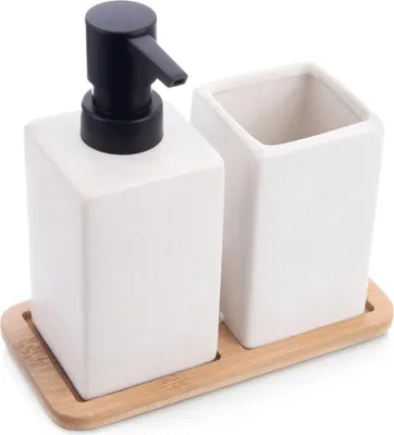 Obrázek produktu pro Sada koupelnových doplňků, bílý dolomit, 3dílná