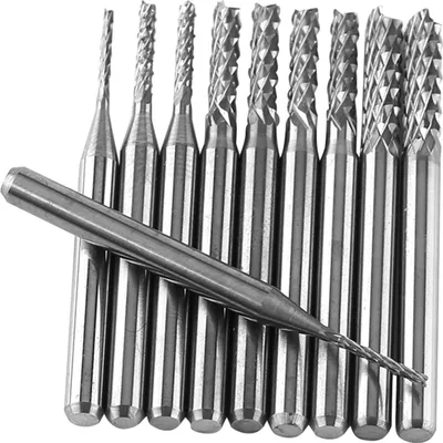 Obrázek produktu pro 10 ks gravírovacích fréz z karbidu wolframu Fréza Řezací hrana 1,0, 1,5, 2,0, 2,5, 3,0 mm