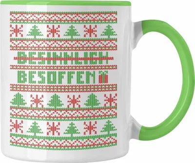 Produktbild von Trendation - Weihnachten Tasse Besinnlich Weihnachtstasse Weihnachtstassen Lustig Glühwein Becher Geschenk Tassen Weihnachtsmarkt Frauen Männer (Grün)