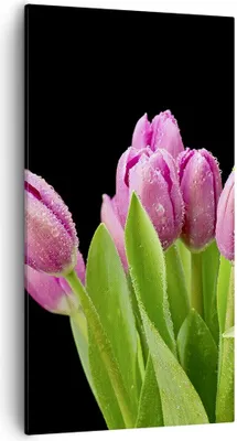 Produktbild von Bild auf Leinwand - Leinwandbild - Tulpen Blumenstrauß Tau Tropfen - 55x100cm - Wand Bild - Wanddeko - Leinwanddruck - Bilder - Kunstdruck - Leinwand bilder - Wandkunst - PA55x100-2486