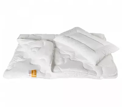 Zdjęcie produktu dla Komplet pościeli dziecięcej, kołderka 100x135, poduszka 40x60 CORNEO Senna Baby, bawełna, włókna z kukurydzy, naturalny