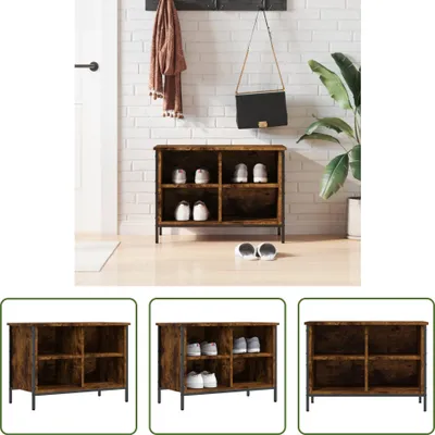 Produktbild von The Living Store Schuhregal Räuchereiche 69x35x50 cm Holzwerkstoff