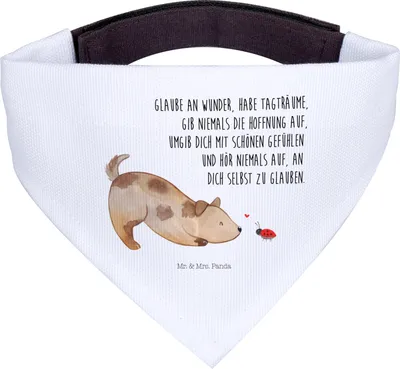 Produktbild von Mr. & Mrs. Panda Bandana Hund Marienkäfer - Weiß - Geschenk, Positiv, Hunde Halstuch, für, Mischlingshund, Mischlinghund, Dreieckstuch, Sprüche, Hundehalstuch