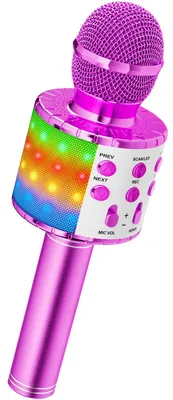 Zdjęcie produktu dla Bezprzewodowy mikrofon do karaoke, Bluetooth 4-w-1, przenośny, fioletowy