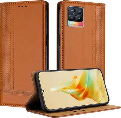 Obrázek produktu pro Pouzdro pro Realme 8 /Realme 8 Pro 4G kožené flipové pouzdro s funkcí stojánku Hnědý
