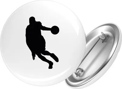 Produktbild von Huuraa Button Basketball Silhouette 25mm rund mit Sicherheitsnadel Ansteckbutton Geschenkidee