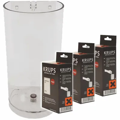 Image de Kit d'entretien pour machine à café Krups : réservoir d'eau + 3 détartrants, modèle MS-0055340