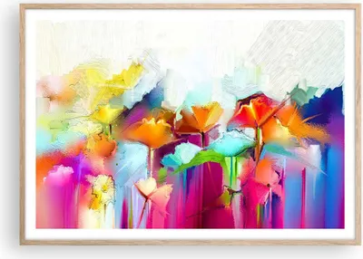 Produktbild von Gerahmtes Poster - Rahmen in heller Eiche - Blumen Wiese Sommer - 100x70 cm - Wand Bild - Wanddeko - Wandbilder - Wandposter - Bilderrahmen - Bilder - Kunstdruck - Wandbild - P2NAA100x70-4095