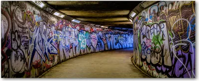 Produktbild von Tulup® Glas-Bild Wandbild aus Glas - 125x50 - Wandkunst - Wandbild hinter gehärtetem Sicherheitsglas - Dekorative Wand für Küche & Wohnzimmer  - Sehenswürdigkeiten & Architektur - Graffiti U-Bahn - Mehrfarbig