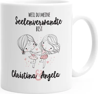 Produktbild von Kaffeetasse Seelenverwandte beste Freunde Tasse Wunschnamen personalisierte Geschenke Freundschaftsgeschenk SpecialMe® weiß Kaffeetasse