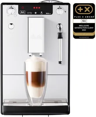 Produktbild von Melitta Solo & Milk - schlanker Kaffeevollautomat mit Milchaufschäumer, Kaffeemaschine mit abnehmbarem Wassertank, für z. B. Kaffee oder Cappuccino, silber