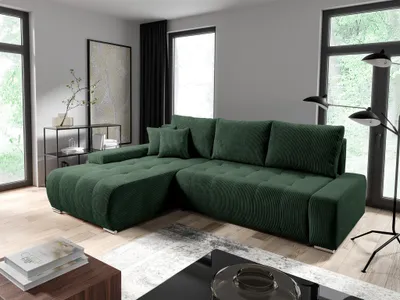 Produktbild von Ecksofa Sofa mit Schlaffunktion VOGAR Stoff Poso Grün Ottomane Links