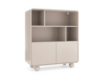 Produktbild von Modernes Regal ALBA  Kaschmir 108 cm – Bücherregal mit Türen & Stauraum – Wohnzimmerregal Modern Skandinavisch