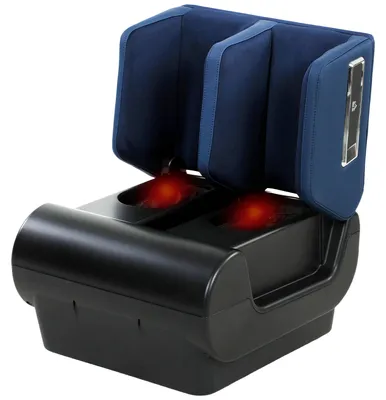Produktbild von HOMCOM 2-in-1 Fußmassagegerät & Ottoman mit Wärme, Blau und Schwarz