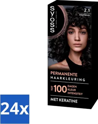Produktbild von SYOSS – Coloration 2-1 Schwarzbraun – Haarfärbemittel – Grauabdeckung – Reduziert Haarbruch - Vorteilspack - 24 Stücke