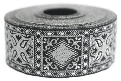 Produktbild von Jacquard-Webband mit geometrischem Muster, 10 Meter x 35 mm