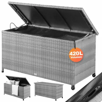Obrázok produktu pre Polyratanový box na vankúše sivý 117x53x60cm s kolieskami