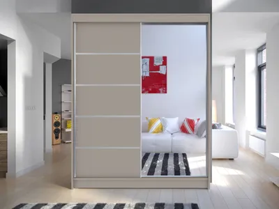 Obrázok produktu pre Zrkadlová šatníková skriňa 150 cm PIRITU 3 - kašmír
