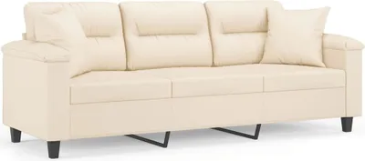 Zdjęcie produktu dla 3-osobowa sofa z poduszkami, beżowa, 180 cm, mikrofibra