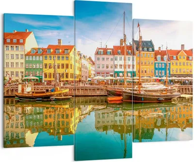 Produktbild von Bild auf Leinwand - Leinwandbild - Segelboote Wasser Architektur Hafen - 130x100cm - Wand Bild - Wanddeko - Leinwanddruck - Bilder - Kunstdruck - Leinwand bilder - Wandkunst - CB130x100-2873