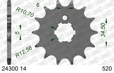 Produktbild von AFAM Kettenritzel 24300-14 Vorne Stahl