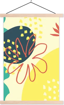 Produktbild von MuchoWow® Textilposter Sommer - Blume - Pastell 60x90 cm mit holzfarbenen Rahmen - Textil