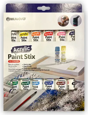Image de Bâton de peinture acrylique 12 couleurs MUNGYO