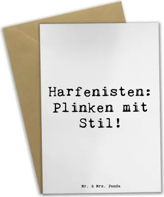 Produktbild von Mr. & Mrs. Panda Glückwunschkarte Spruch Harfe mit Stil - Weiß - Geschenk, weihnachtskarten, Instrument, einladungskarten, himmlisch, Grußkarten, Klang, Musik, Grußkarte