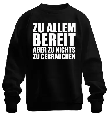 Productafbeelding van Klaar voor alles, maar zin in niets. Grappig, ironisch, kantoorhumeur. Uni sweatshirt, zwart, maat S