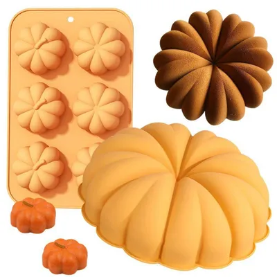 Obrázek produktu pro Silikonové formy na dýně, 2 kusy, vhodné pro Halloween a podzim, na dorty, čokoládu, mousse, mýdlo