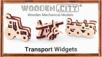 Produktbild von Wooden.City Holz 3D-Puzzle Transport Widgets Schlüsselanhänger Set