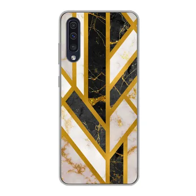 Produktbild von MuchoWow® Handyhülle Schutzhülle Hülle für Samsung Galaxy A30s Marmor - Gold - Glitzer - Luxus Silikon Softcase Handy Hülle - Karteninhaber