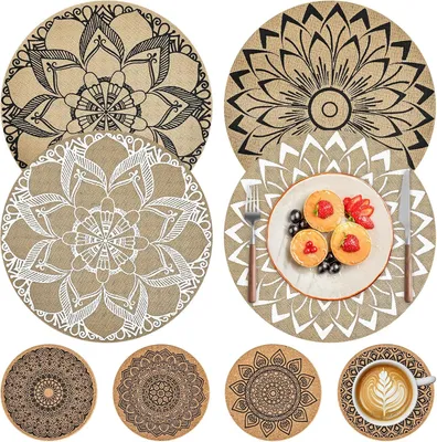 Produktbild von Platzset 8er Set, rund, PVC, hitzebeständig, rutschfest, für Esstisch