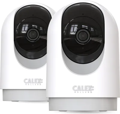 Produktbild von Calex Smart Security Überwachungskamera, 2K, PTZ Innenkamera mit Auto Tracking, Nachtsicht, Bewegungserkennung, Cloud und SD Speicher, App Bedienung, Zwei Weg Audio, 2-pack