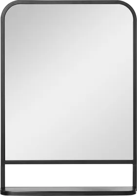Zdjęcie produktu dla Lustro Ścienne Z Półką 70X50Cm, Nowoczesne, Eleganckie, Do Salonu, Prostokątne, Czarne