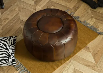 Produktbild von MASSIVMOEBEL24 Pouf Hocker Echtleder 60x60x38  braun CHESTERFIELD #18
