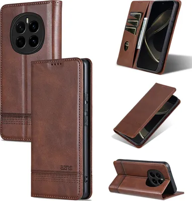 Produktbild von Leder Hülle für Honor Magic7, Klapphüllen Brieftasche Magnetverschluss Ständer Schutzhülle Kaffee