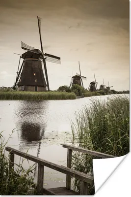 Produktbild von MuchoWow® Poster Mühle - Brücke - Niederlande 120x180 cm - Kunstposter