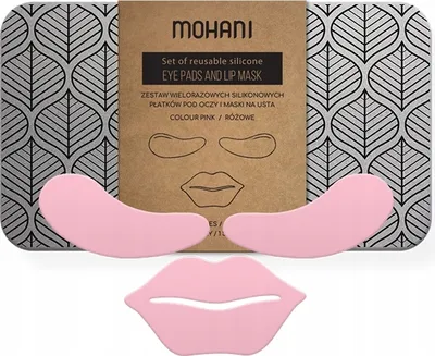 Image de Mohani Kit de patchs réutilisables en silicone pour les yeux et masques pour les lèvres Rose