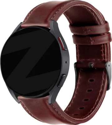 Produktbild von Bandz universelles 20-mm-Lederarmband „Classic“ Samsung Galaxy Watch 4 / Galaxy Watch 5 / Galaxy Watch 6 / Galaxy Watch 7 (40 & 44 mm) / Watch FE – Lederarmband mit Schnallenverschluss – dunkelbraun