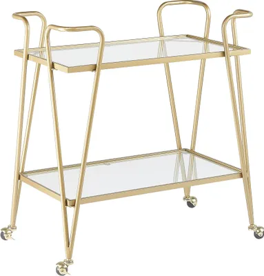 Produktbild von BELIANI Servierwagen Transparent und Gold Glas rechteckig mit Rollen glamourös moderne Ablagemöglichkeit für Küche Terrasse Wohnzimmmer