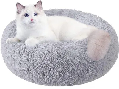 Image de Lit rond lavable de 50 cm pour chiens et chats, fond antidérapant