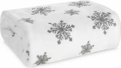 Produktbild von Eurofirany Kuscheldecke Decke 150x200 cm Schneeflocke Weihnachten weiß schwarz