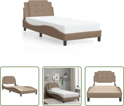 Produktbild von The Living Store Bettgestell mit Kopfteil Cappuccino-Braun 100x200 cm Kunstleder