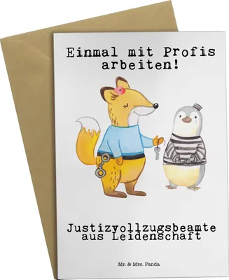 Produktbild von Mr. & Mrs. Panda Grußkarte Justizvollzugsbeamte Leidenschaft - Weiß - Geschenk, weihnachtskarten, einladungskarten, Spruch, Lustig, osterkarten, Witzig, Gefängniswärterin