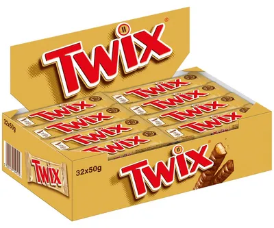 Image de Twix Barre de biscuit au caramel enrobée de chocolat 50g paquet de 32