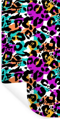 Produktbild von MuchoWow® Wandtattoo Wandsticker Wandaufkleber Pantherdruck - Regenbogen - Weiß 80x160 cm Selbstklebend und Repositionierbar - Sticker - Dekorfolie