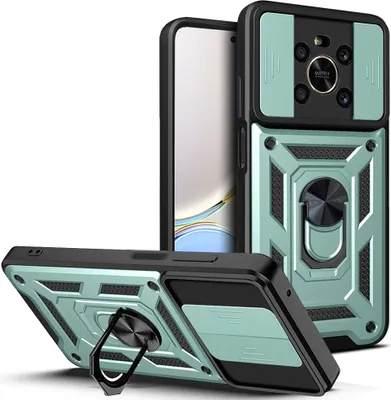 Produktbild von Honor X9 Hülle mit Ring Ständer Halter Dia Kameraschutz TPU PC Schutzhülle für Honor X9 4G / 5G Grün