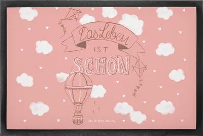 Produktbild von Mr. & Mrs. Panda Schmutzfangmatte Heißluftballon Leben 50 x 75 cm - Geschenk, Inspiration, teppichmatte, Bodenvorleger, Schuhabstreifer, Zitat, Fussmatte, fußmatte