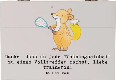 Produktbild von Mr. & Mrs. Panda Box Squash Trainerin Danke 22 x 15 cm - Grau Pastell - Geschenk, Danksagung, Coaching, Schatzkiste, Truhe, geschenkkiste, Sportart, Unterstützung, Kiste